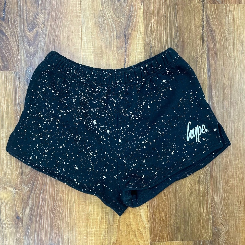 Hype black and white splatter paint shorts size small
